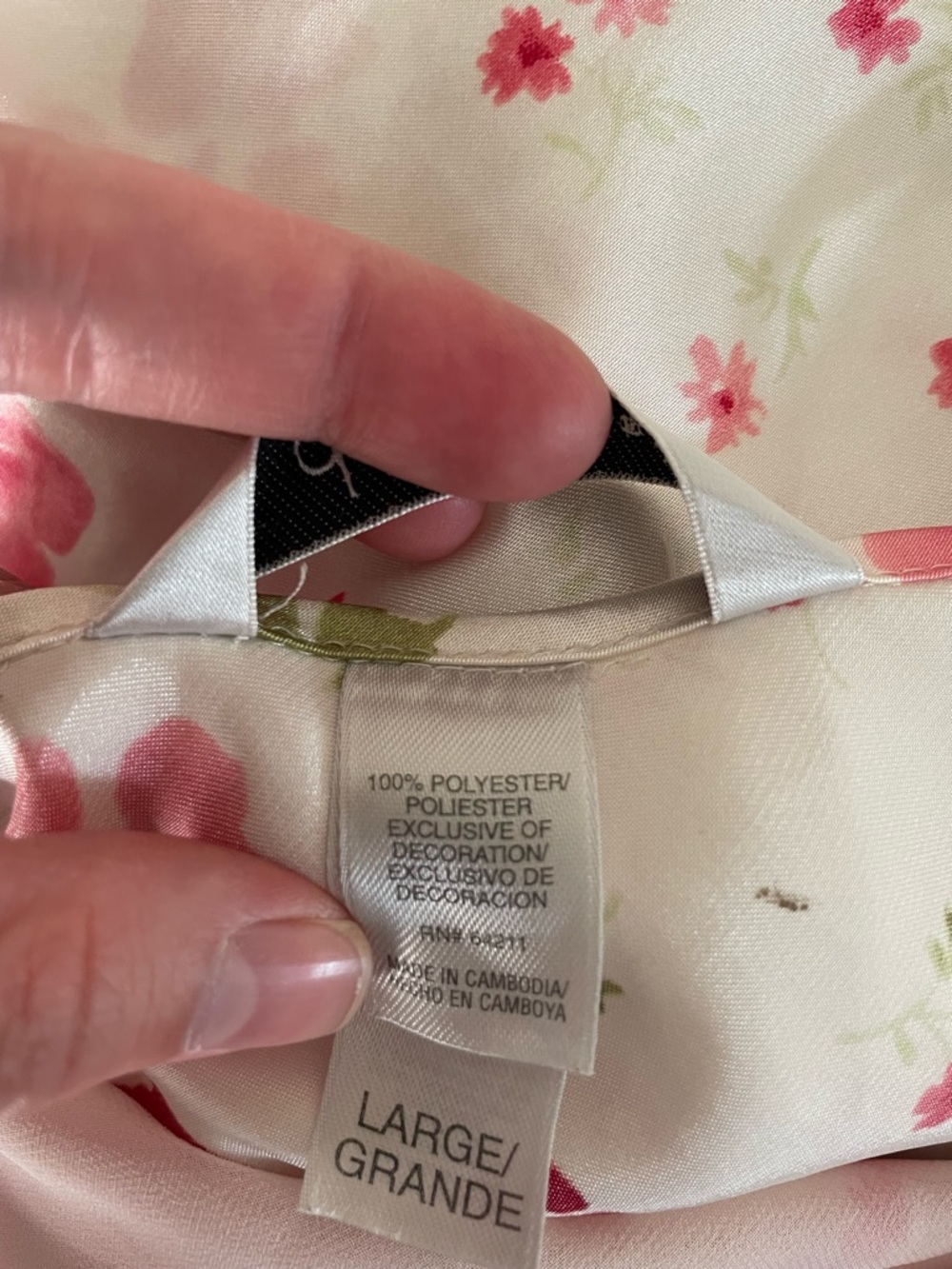 delicates Pink and Green Floral Satin Slip Chemise - Picture 12 of 12